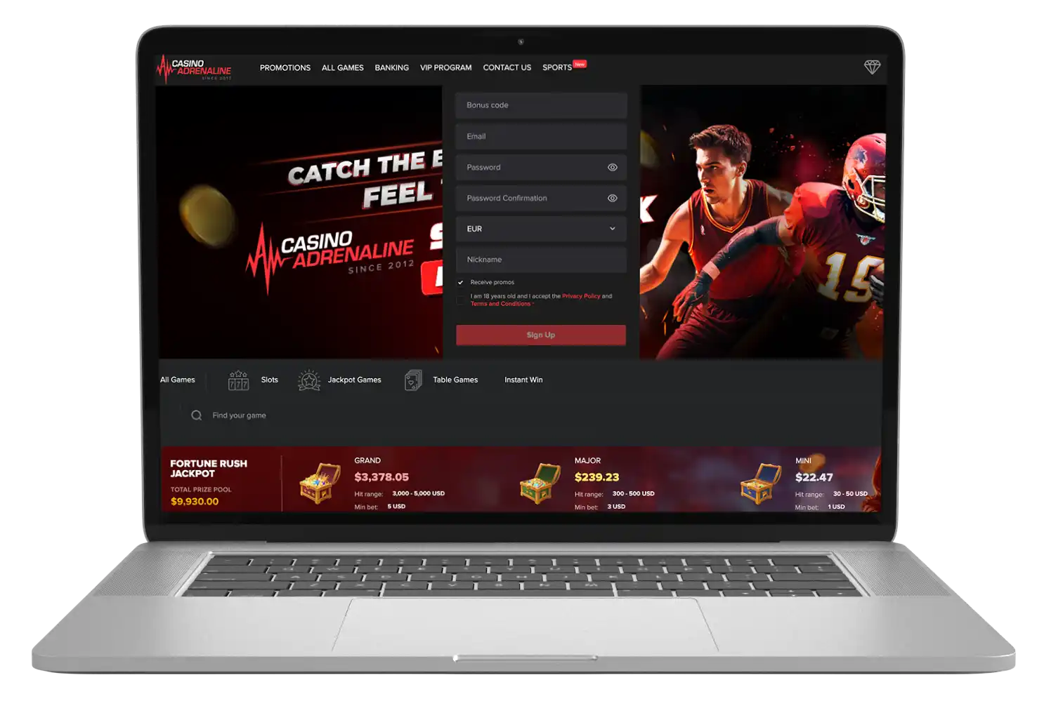 Casino Adrenaline, Play Online Slots and Games with Bonuses for Real Money